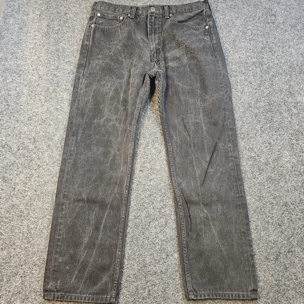 Levis 505 Jeans Mens 36x32 Black Gray Wash Straight‎ Leg Denim Faded